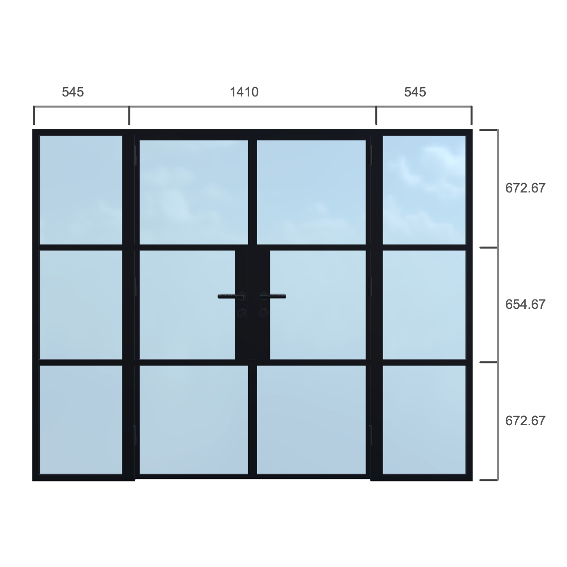 Double Door with Side Panels - Width 2500 x Height 2000mm