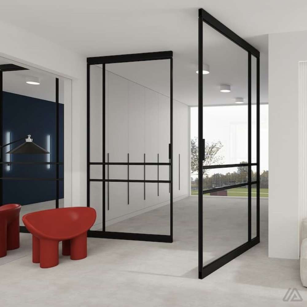 aluminium internal crittall pivoting doors