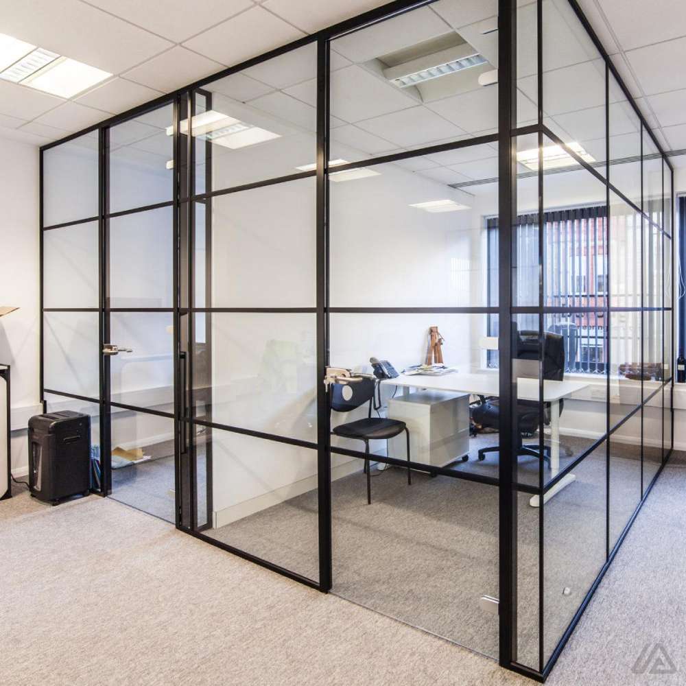 black office partitions crittall style
