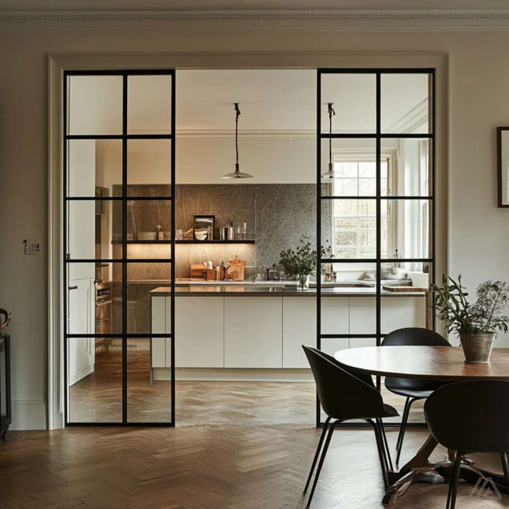 black partition crittall style