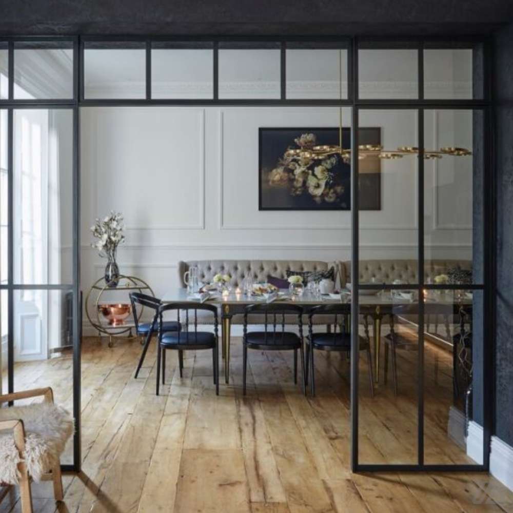 black resturant partitions crittall style