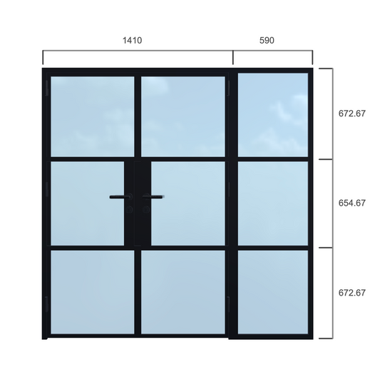 Double Door with Side Panel - Width 2000 x Height 2000mm