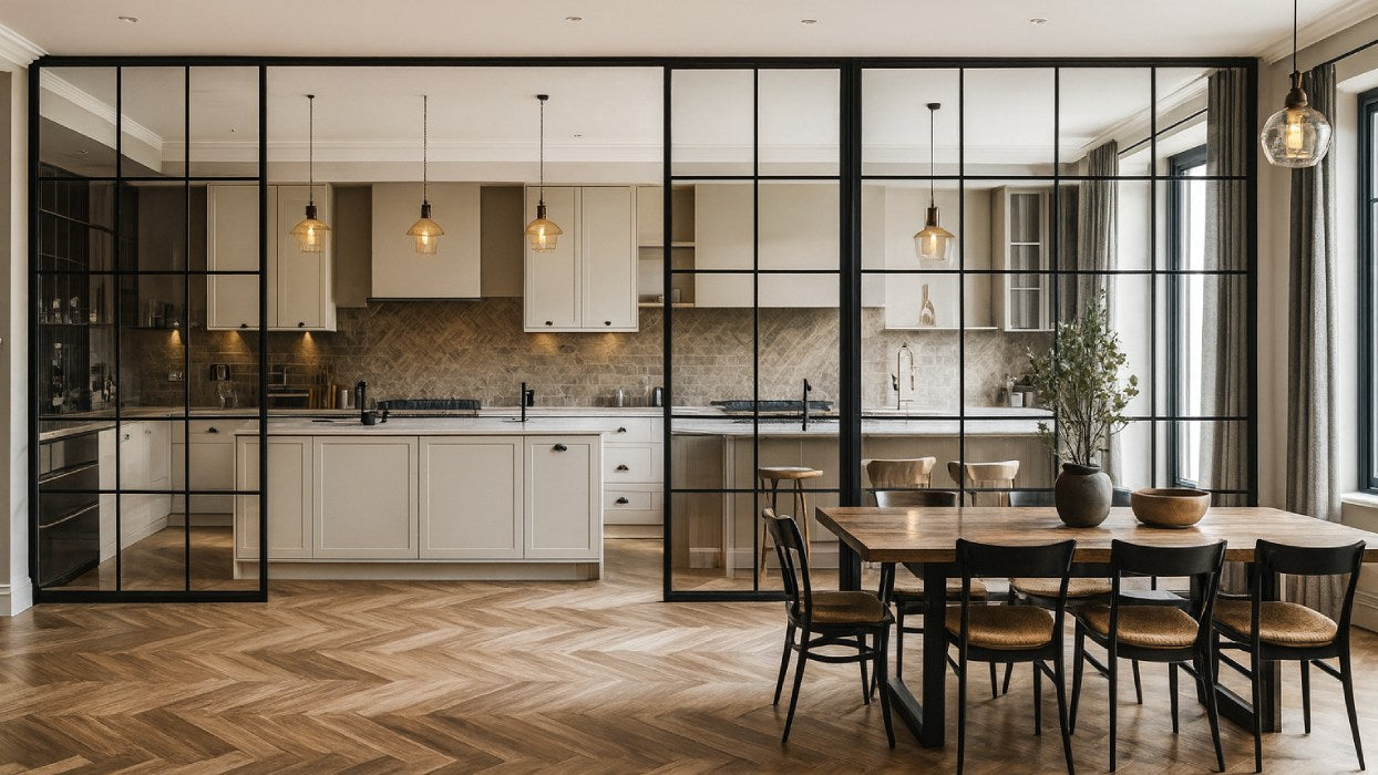 black crittall style partition london