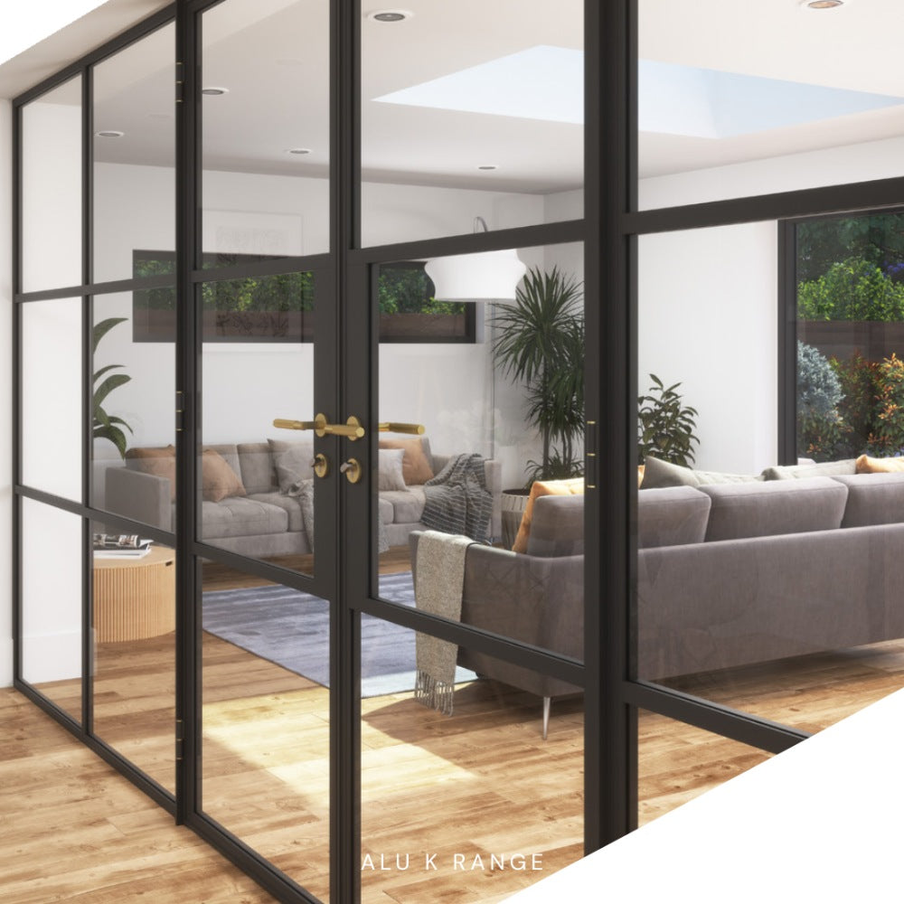 double crittall black hinged door