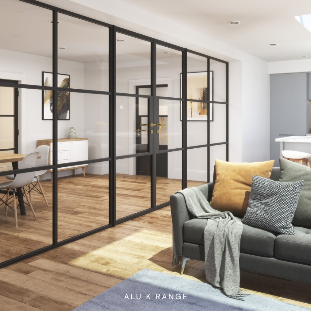 double crittall black hinged doors uk